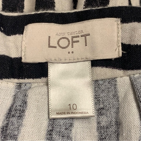 Loft Beige Black Striped Midi Skirt Linen Cotton Blend Scandi Minimalist Size 10 - Picture 4 of 9